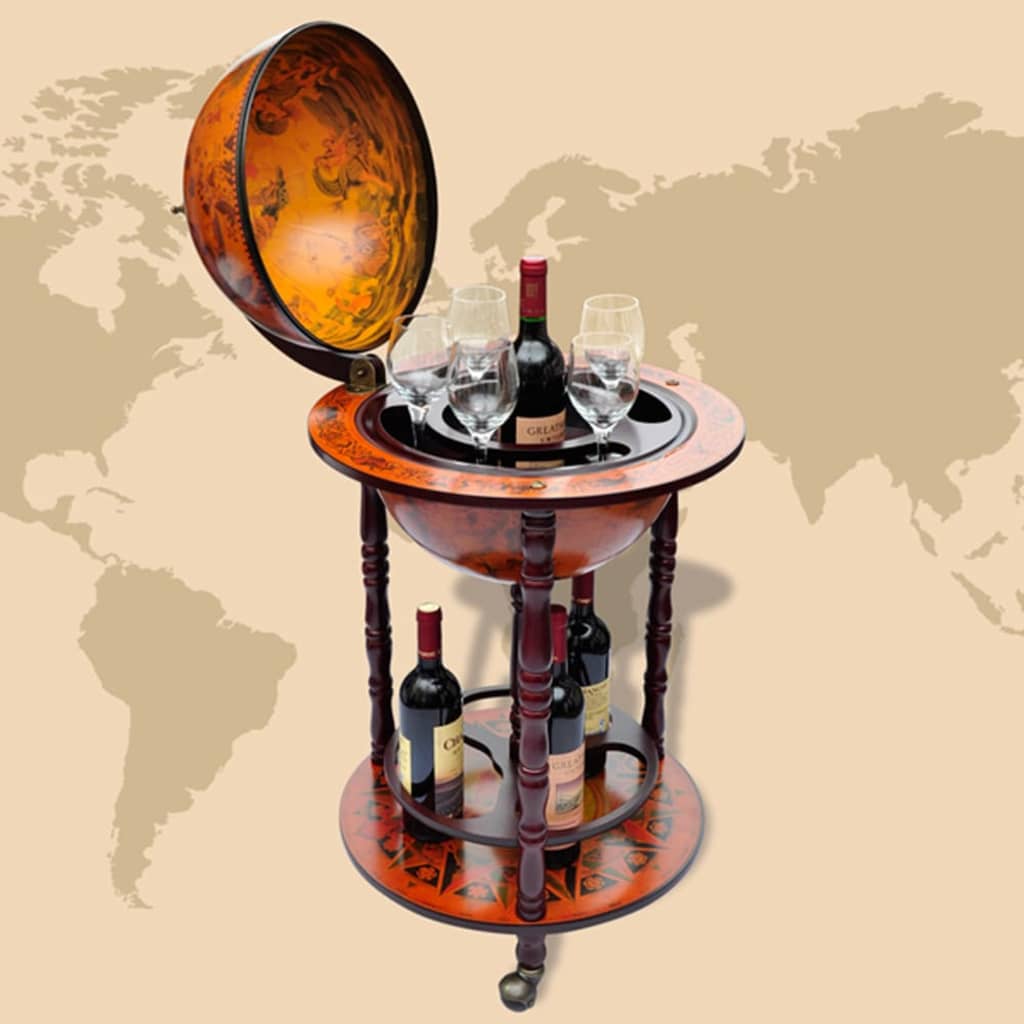 Globus-Bar Mit Flaschenregal Eukalyptusholz