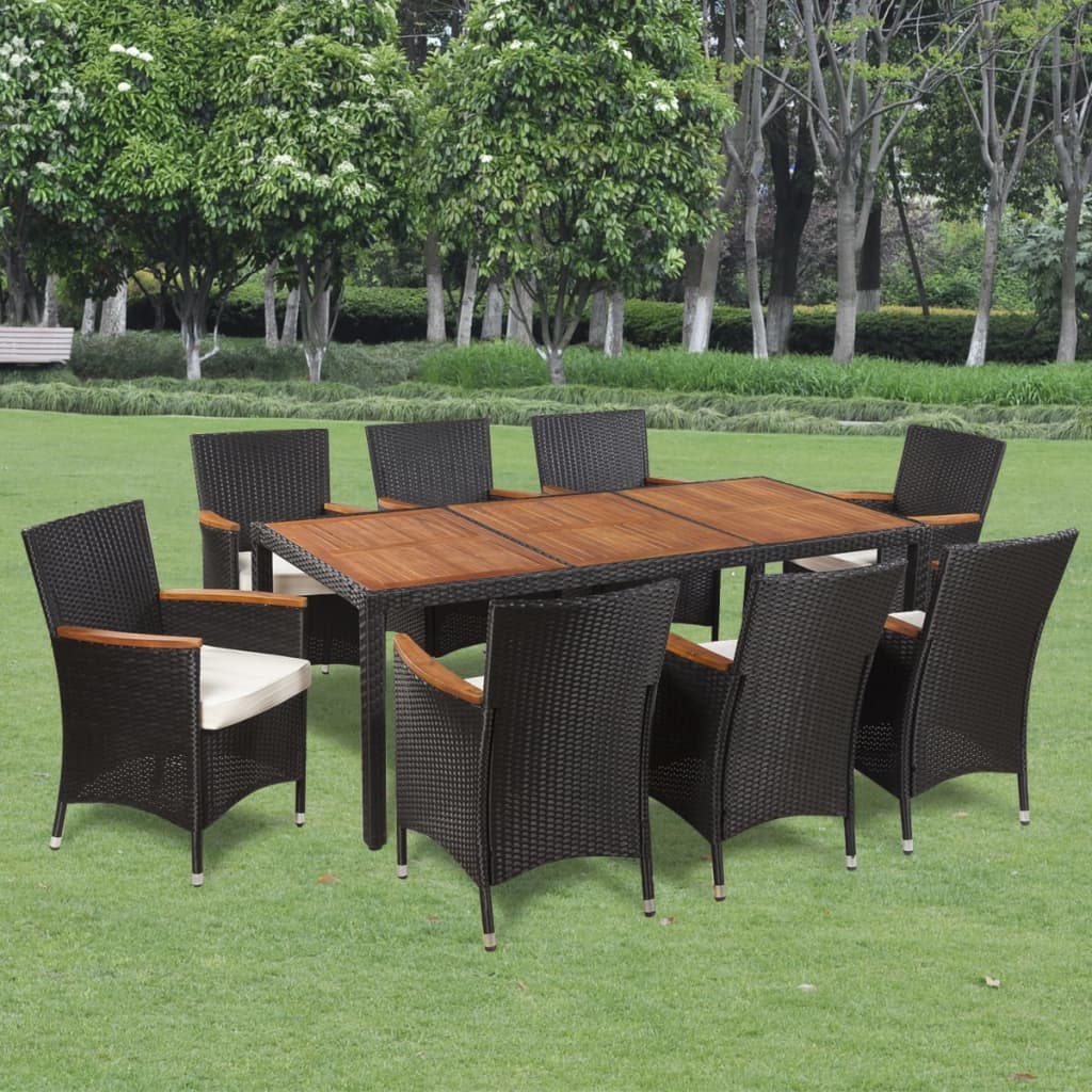 7-Tlg. Garten-Essgruppe Mit Auflagen Poly Rattan