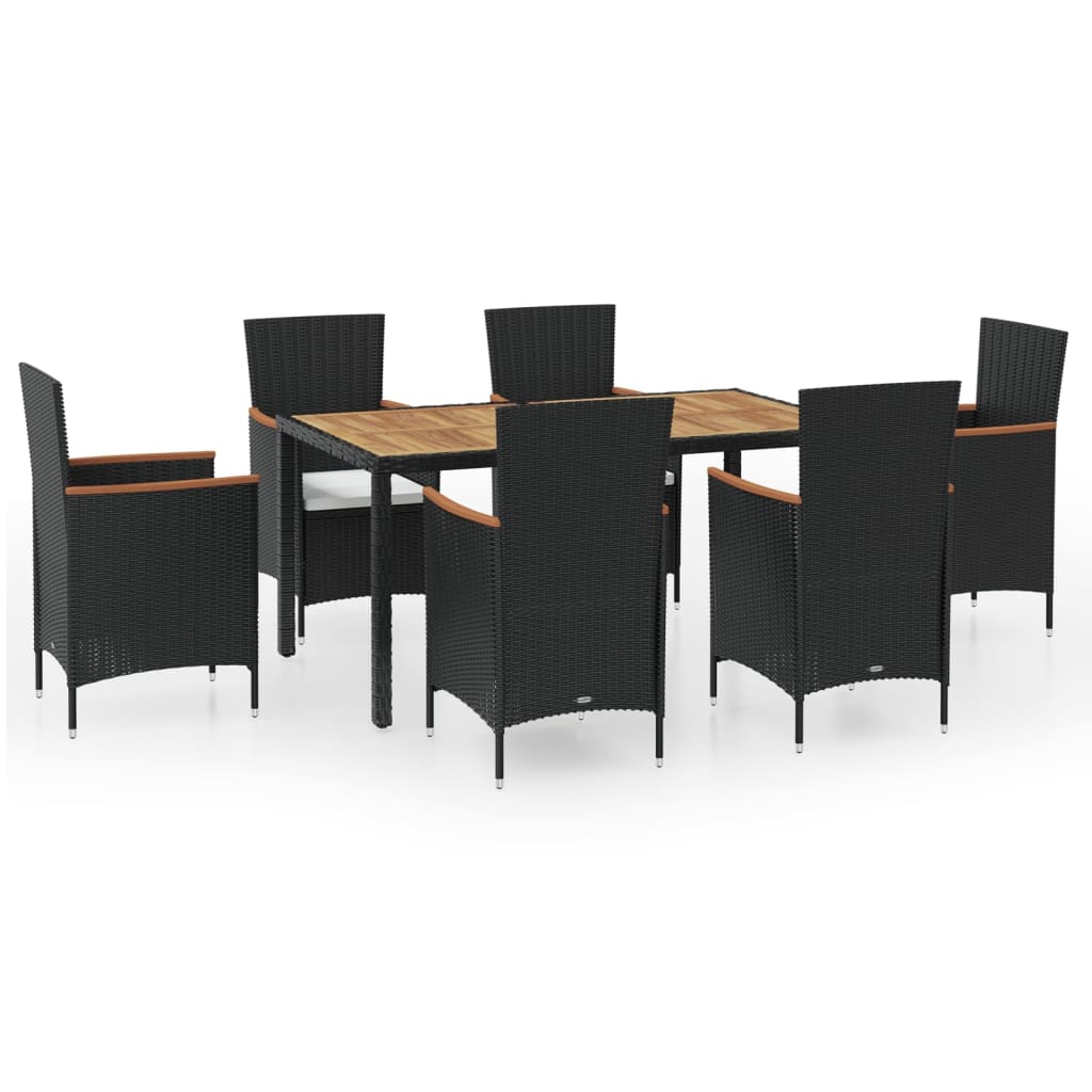 7-Tlg. Garten-Essgruppe Mit Auflagen Poly Rattan