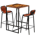 Bar-Set 3-Tlg. Altholz Massiv Und Echtes Ziegenleder