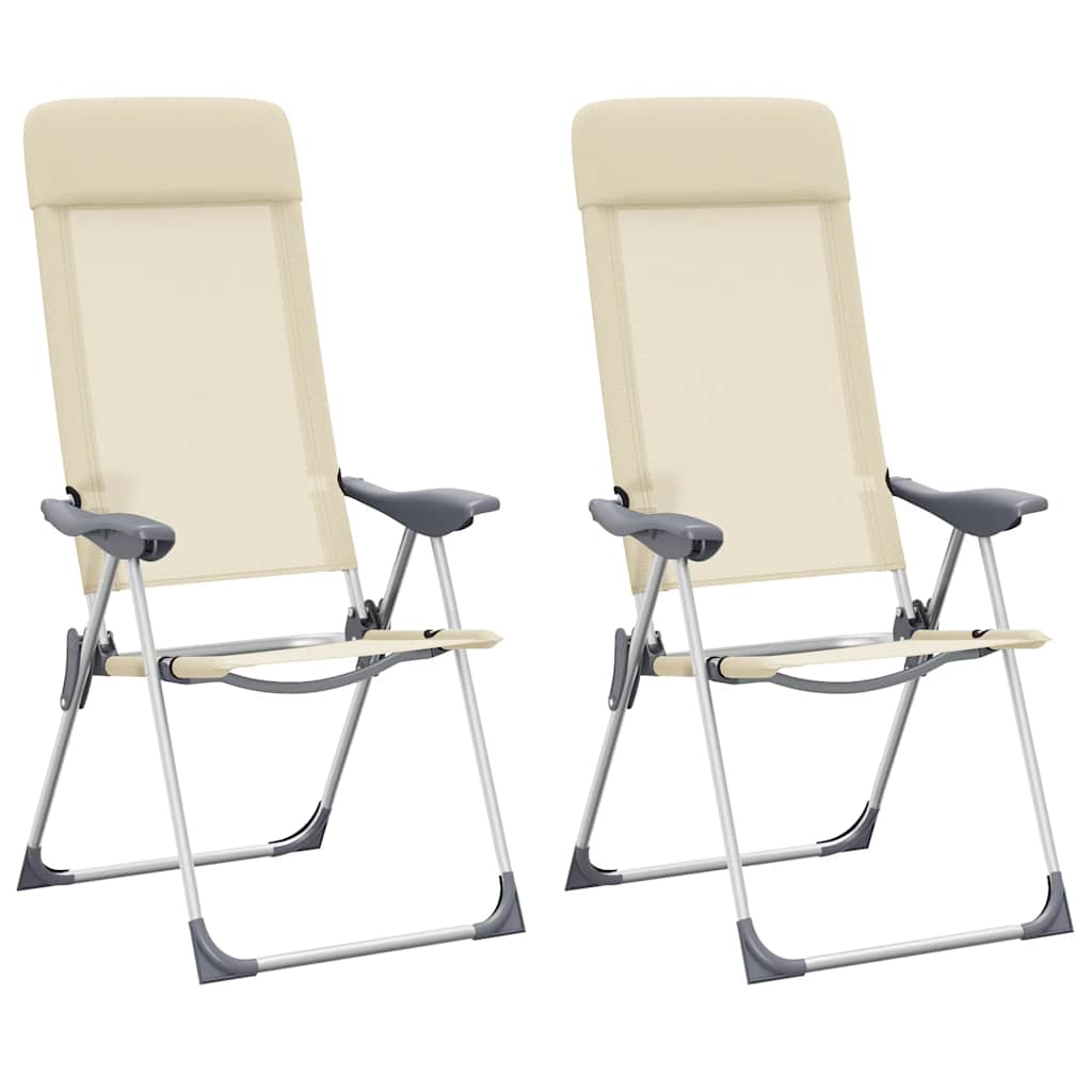 Klappbare Campingstühle 2 Stk. Aluminium Creme