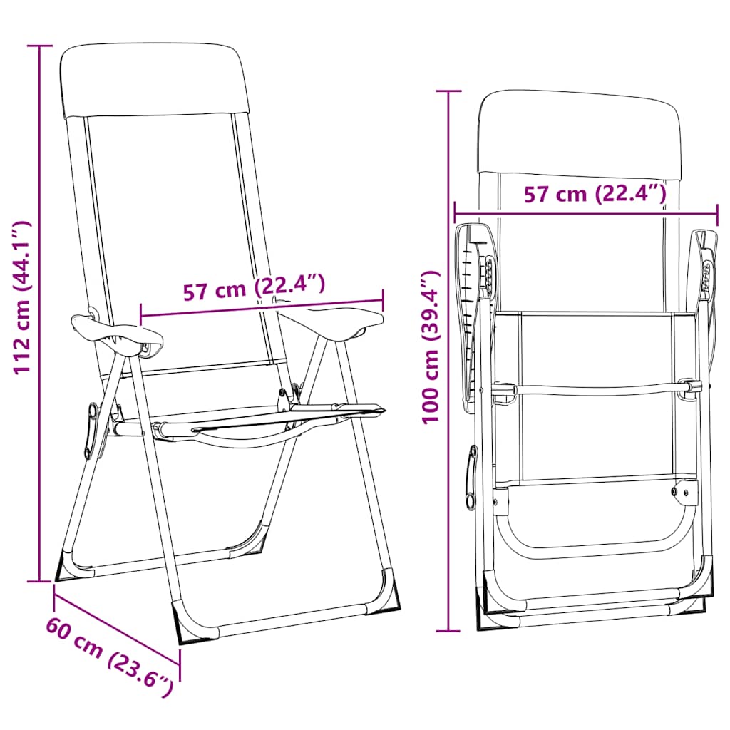 Klappbare Campingstühle 2 Stk. Aluminium Creme