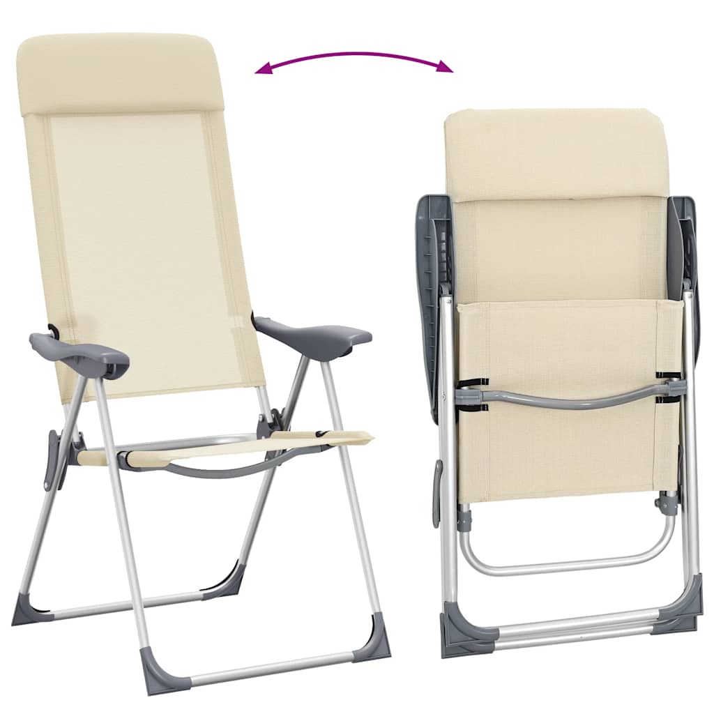 Klappbare Campingstühle 2 Stk. Aluminium Creme