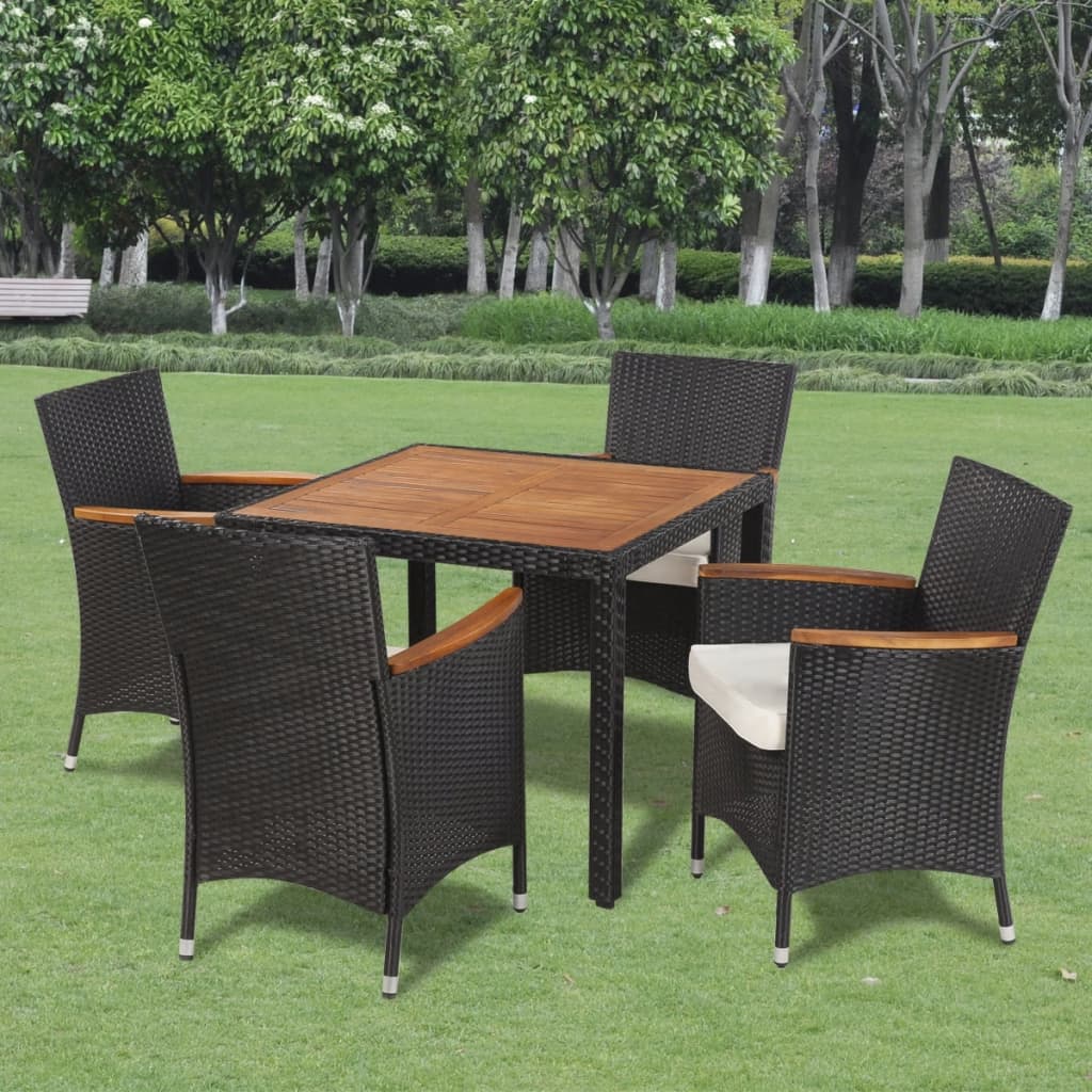 7-Tlg. Garten-Essgruppe Mit Auflagen Poly Rattan