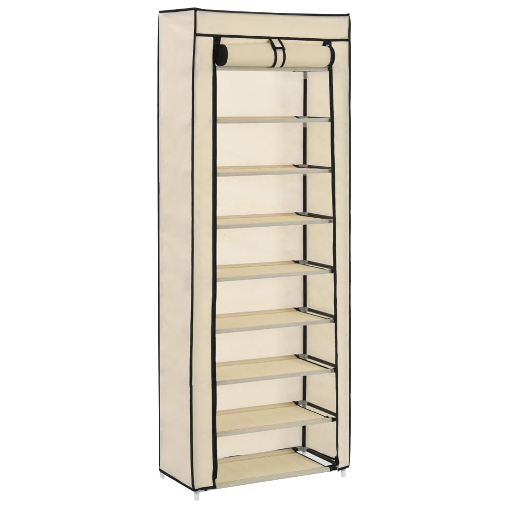 Schuhschrank Mit Abdeckung Weiß 57 X 29 X 162 Cm Stoff