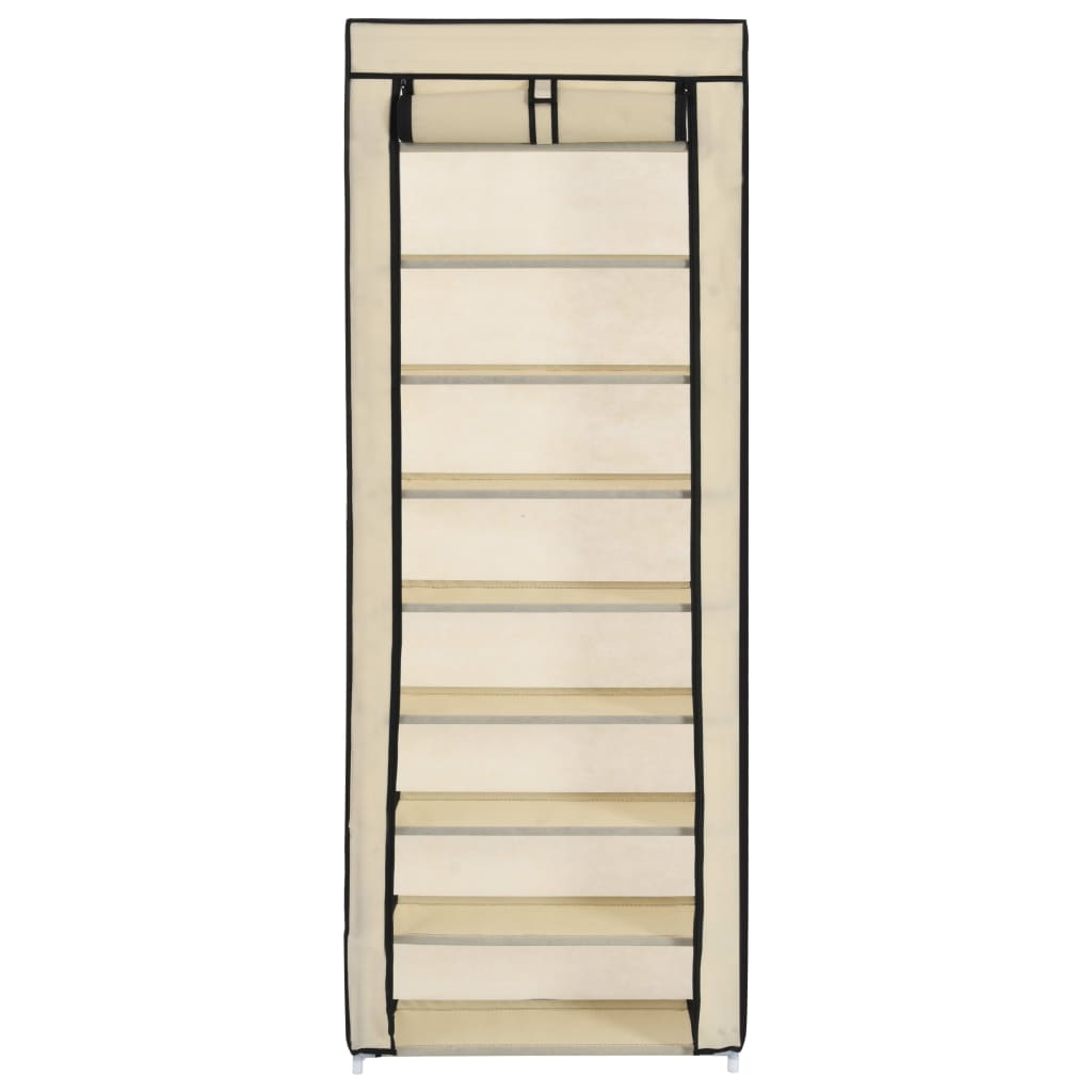 Schuhschrank Mit Abdeckung Weiß 57 X 29 X 162 Cm Stoff