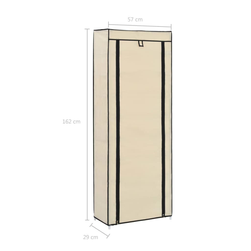 Schuhschrank Mit Abdeckung Weiß 57 X 29 X 162 Cm Stoff