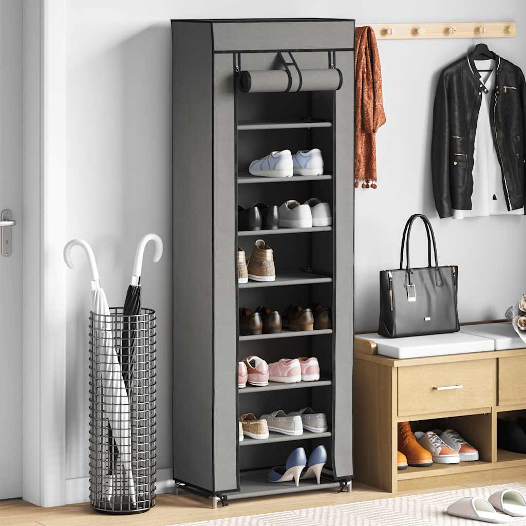 Schuhschrank Mit Abdeckung Weiß 57 X 29 X 162 Cm Stoff