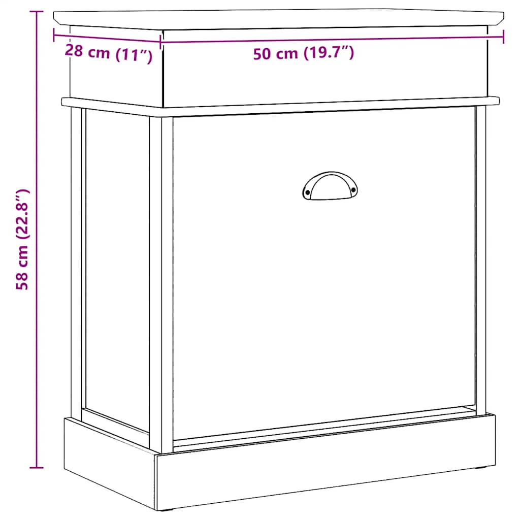 Schuhschrank 50 X 28 X 58 Cm Paulownia Holz