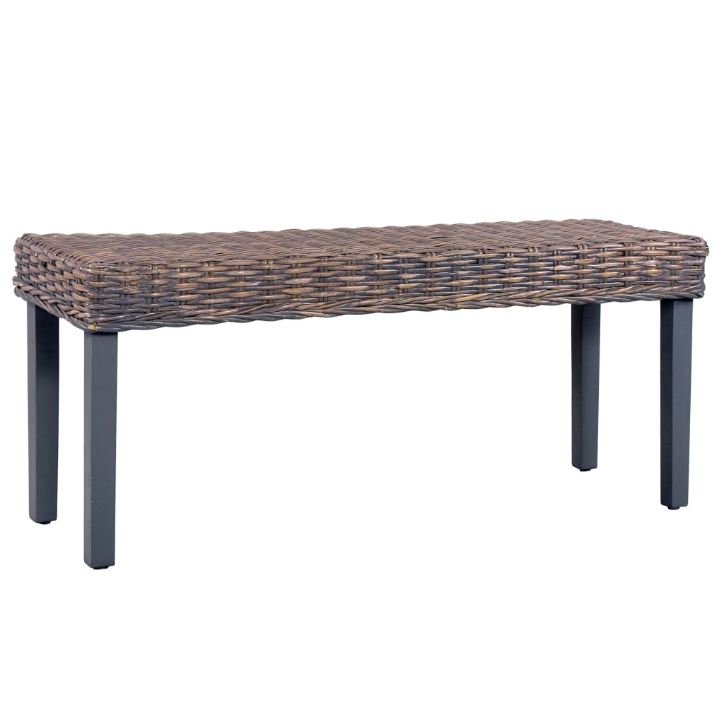 Sitzbank 110 Cm Natur Kubu-Rattan Und Massivholz Mahagoni