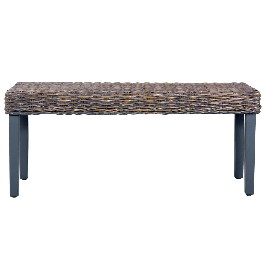 Sitzbank 110 Cm Natur Kubu-Rattan Und Massivholz Mahagoni
