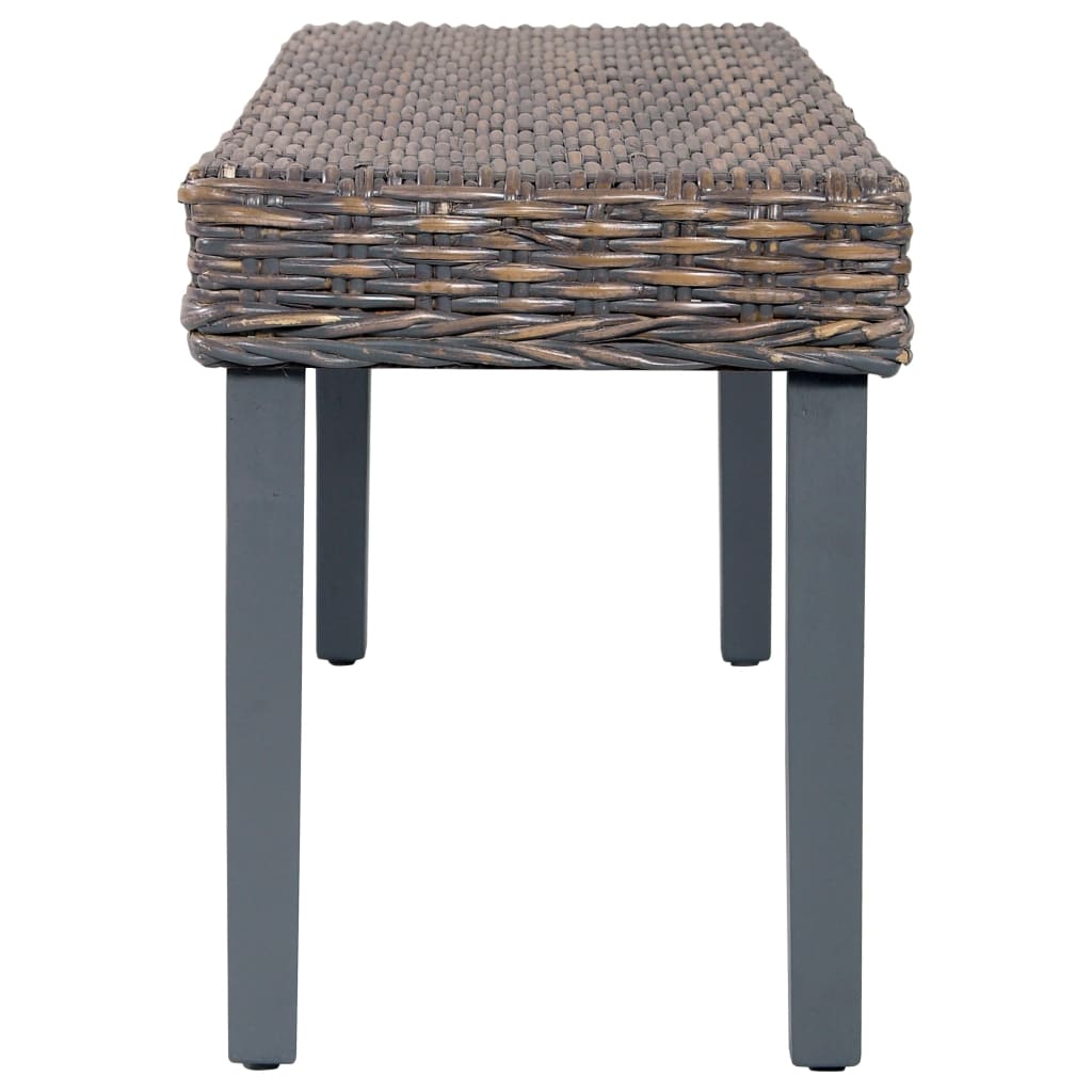 Sitzbank 110 Cm Natur Kubu-Rattan Und Massivholz Mahagoni
