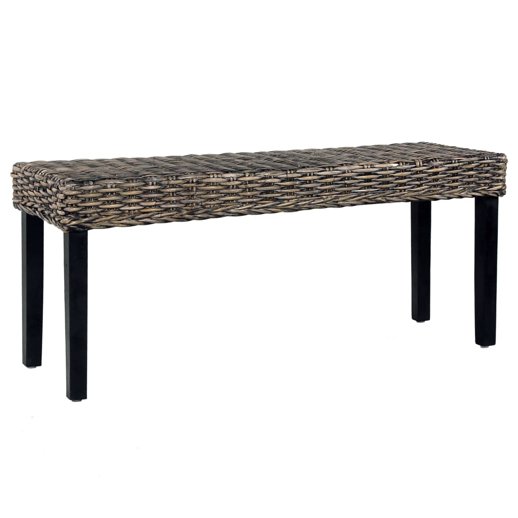 Sitzbank 110 Cm Natur Kubu-Rattan Und Massivholz Mahagoni