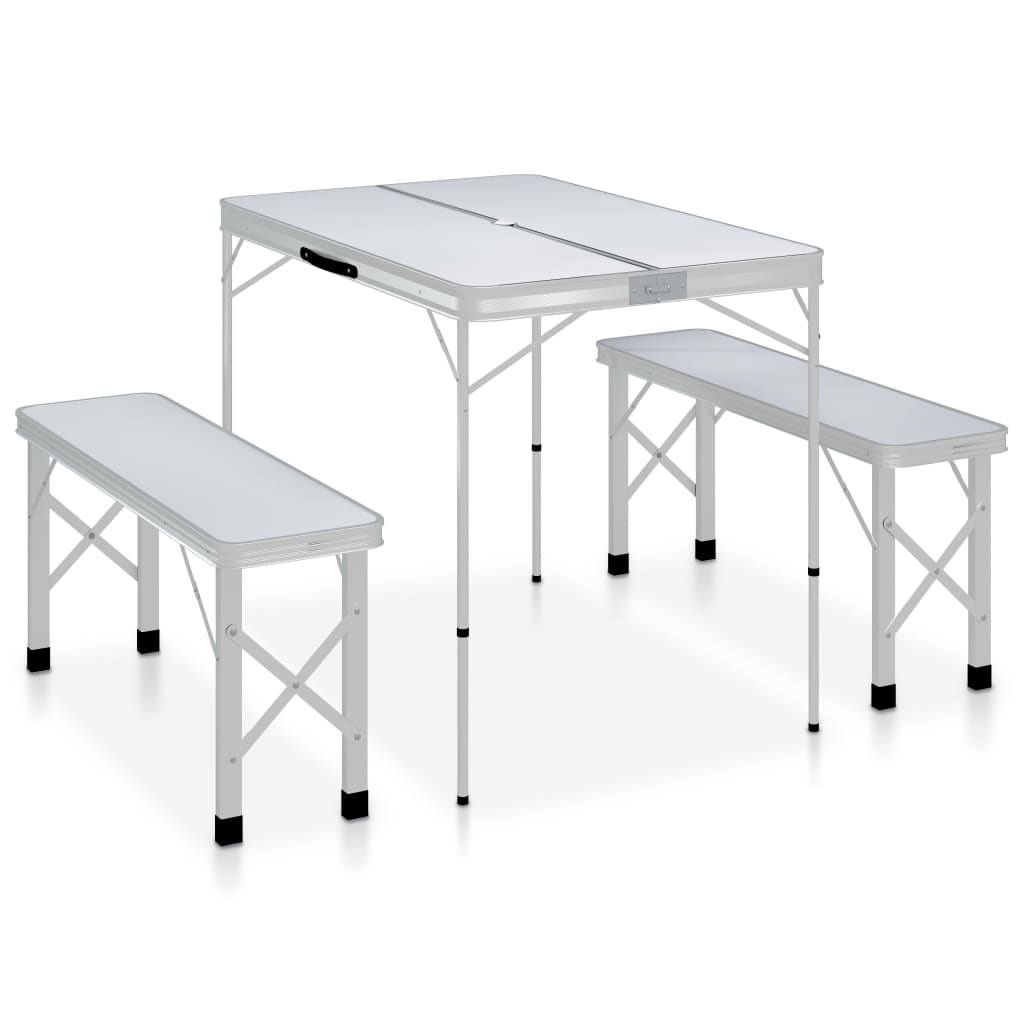 Klappbarer Campingtisch Mit 2 Sitzbänken Aluminium