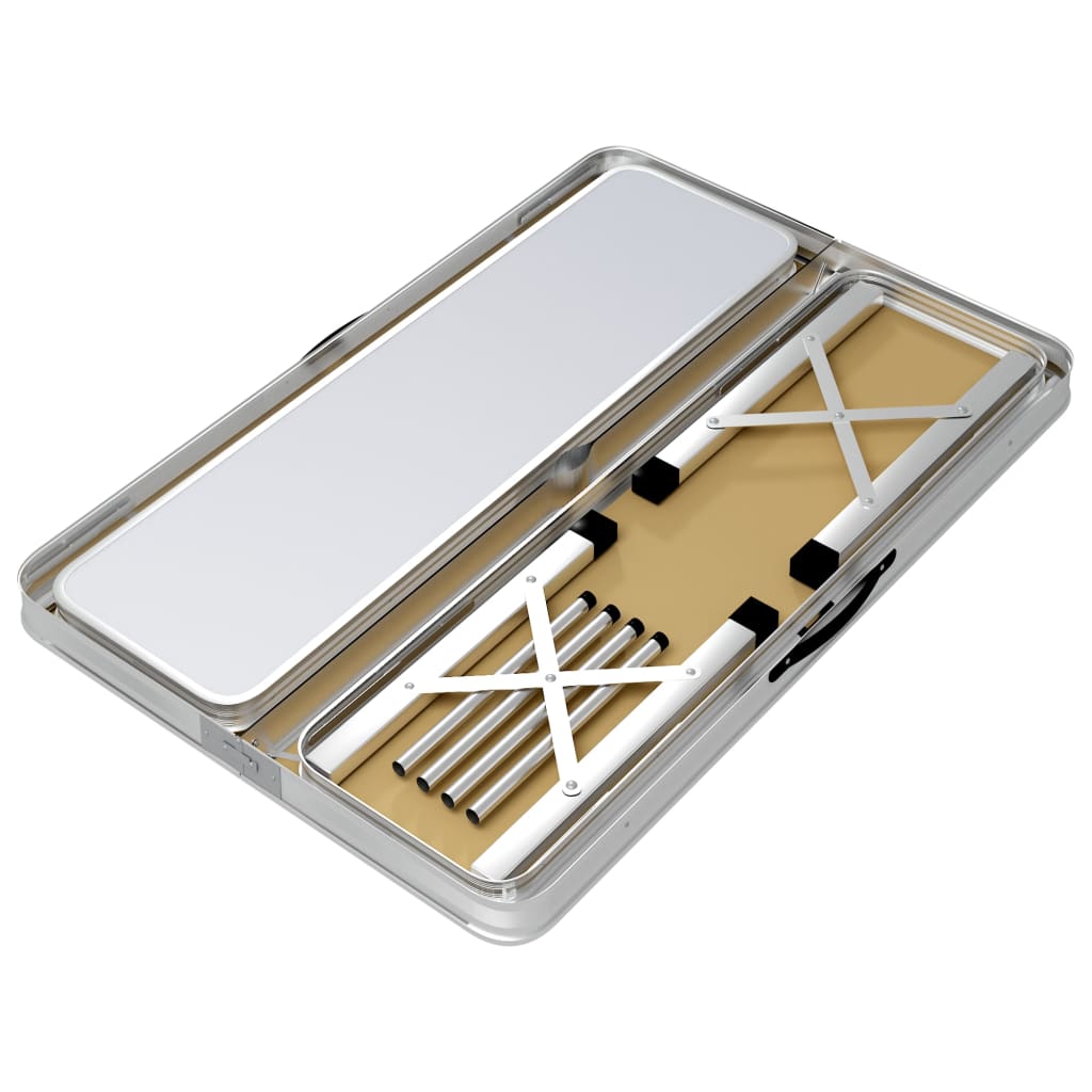 Klappbarer Campingtisch Mit 2 Sitzbänken Aluminium