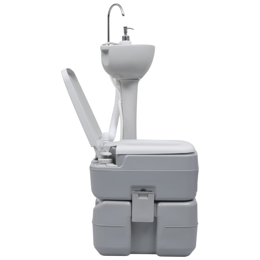 Campingtoilette Und Handwaschbecken Set Tragbar Grau