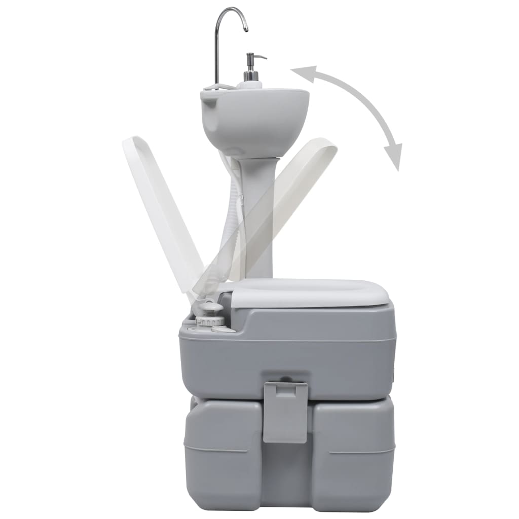 Campingtoilette Und Handwaschbecken Set Tragbar Grau