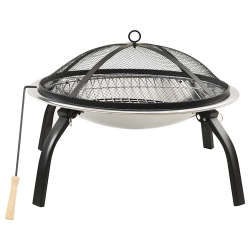 2In1 Feuerschale Und Grill Mit Schürhaken 56X56X49 Cm Edelstahl