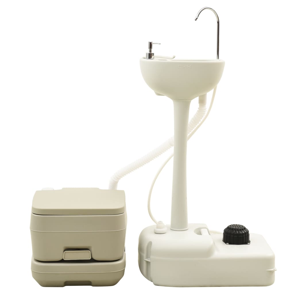 Campingtoilette 10+10L Und Handwaschbecken 20L Set Tragbar Grau