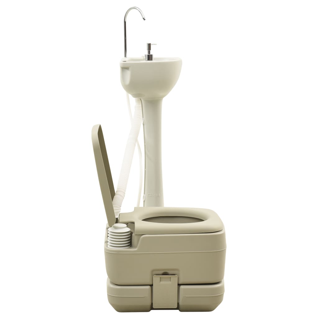 Campingtoilette 10+10L Und Handwaschbecken 20L Set Tragbar Grau