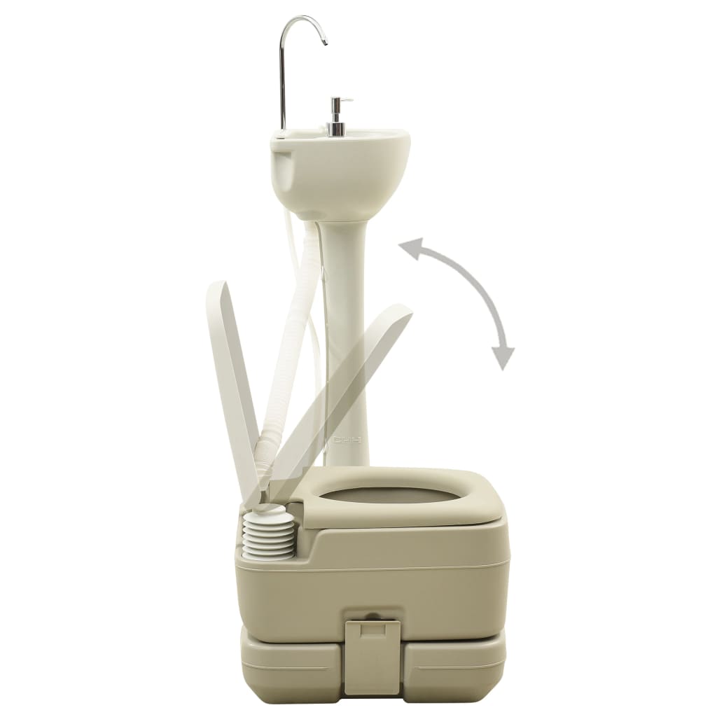Campingtoilette 10+10L Und Handwaschbecken 20L Set Tragbar Grau