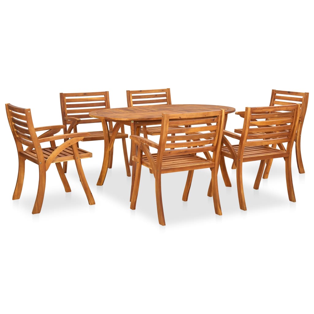7-Teiliges Garten-Ess-Set 150 X 90 Cm Massivholz Akazie