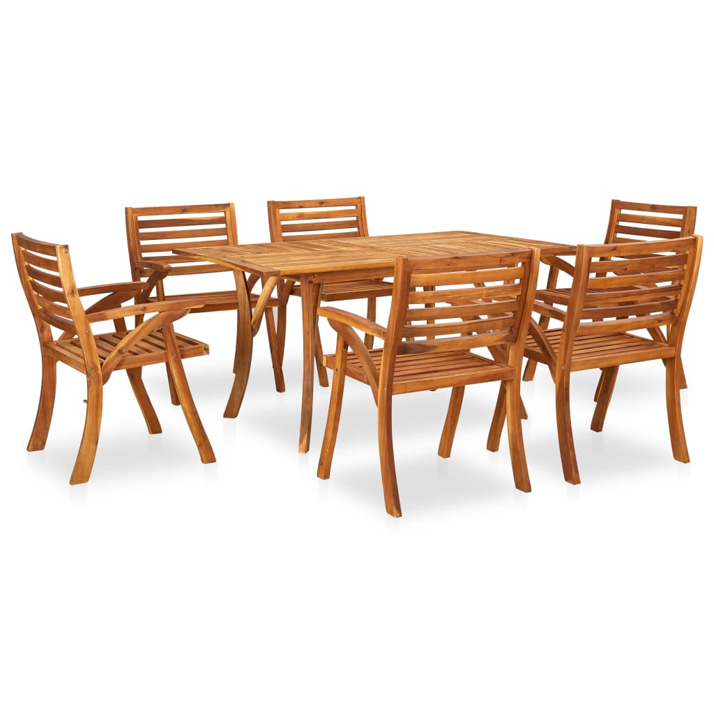 7-Teiliges Garten-Ess-Set 150 X 90 Cm Massivholz Akazie