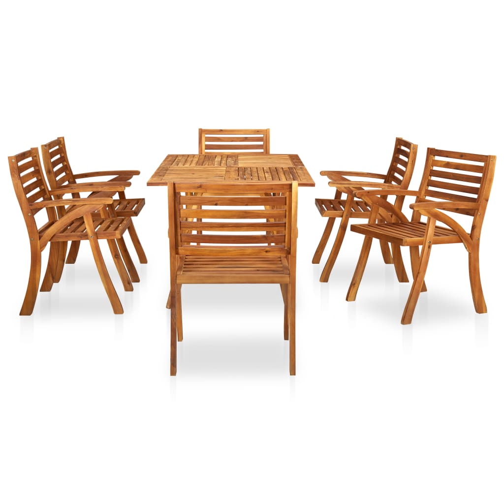 7-Teiliges Garten-Ess-Set 150 X 90 Cm Massivholz Akazie