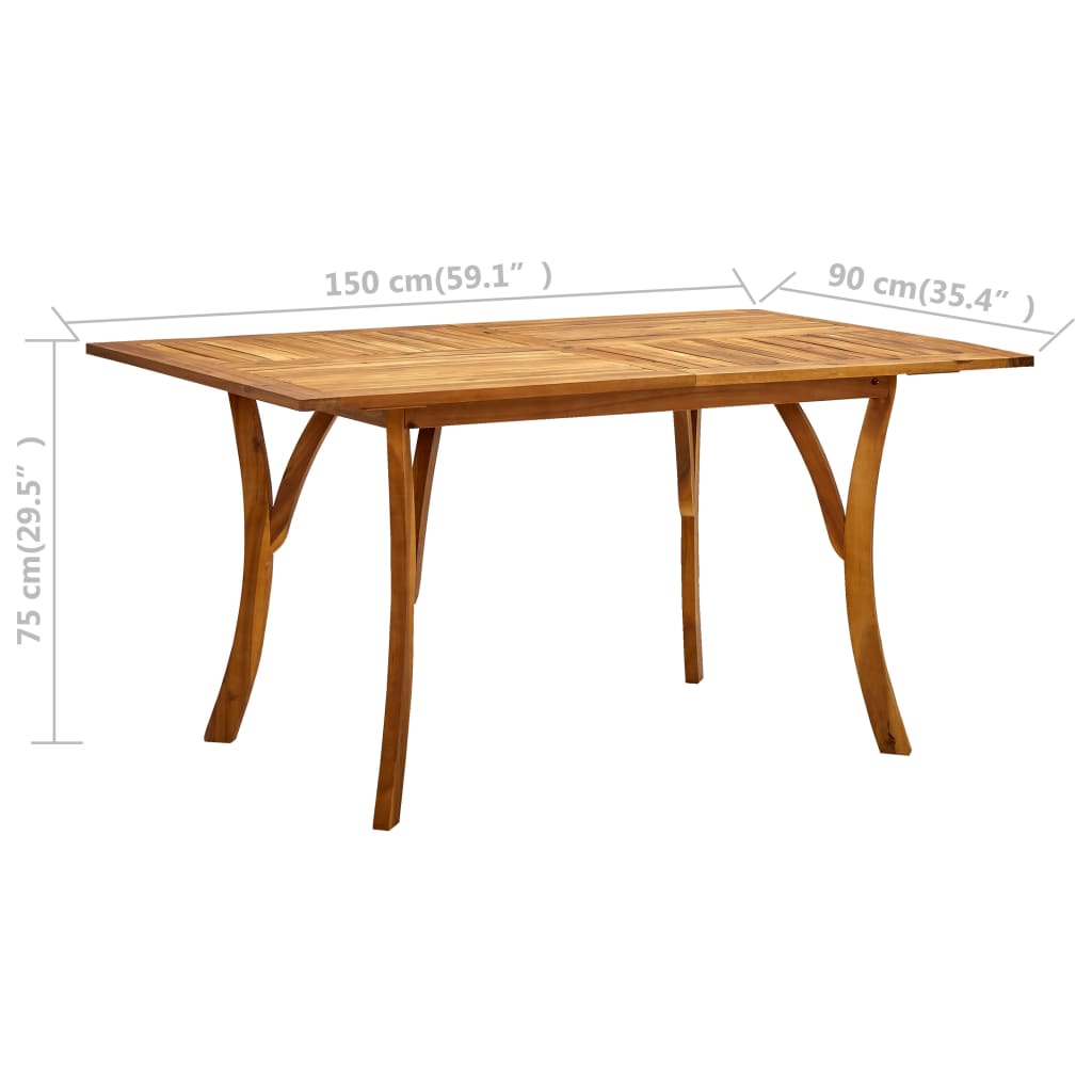 7-Teiliges Garten-Ess-Set 150 X 90 Cm Massivholz Akazie