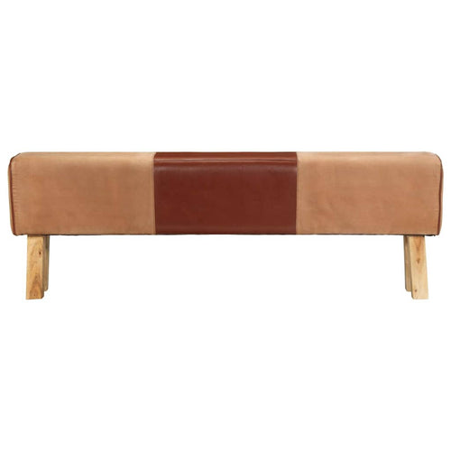 Bank Turnbock-Design 160Cm Braun Echtleder Massivholz Akazie