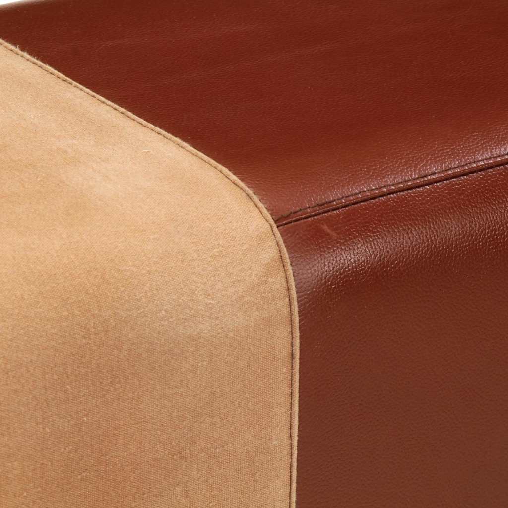 Bank Turnbock-Design 160Cm Braun Echtleder Massivholz Akazie