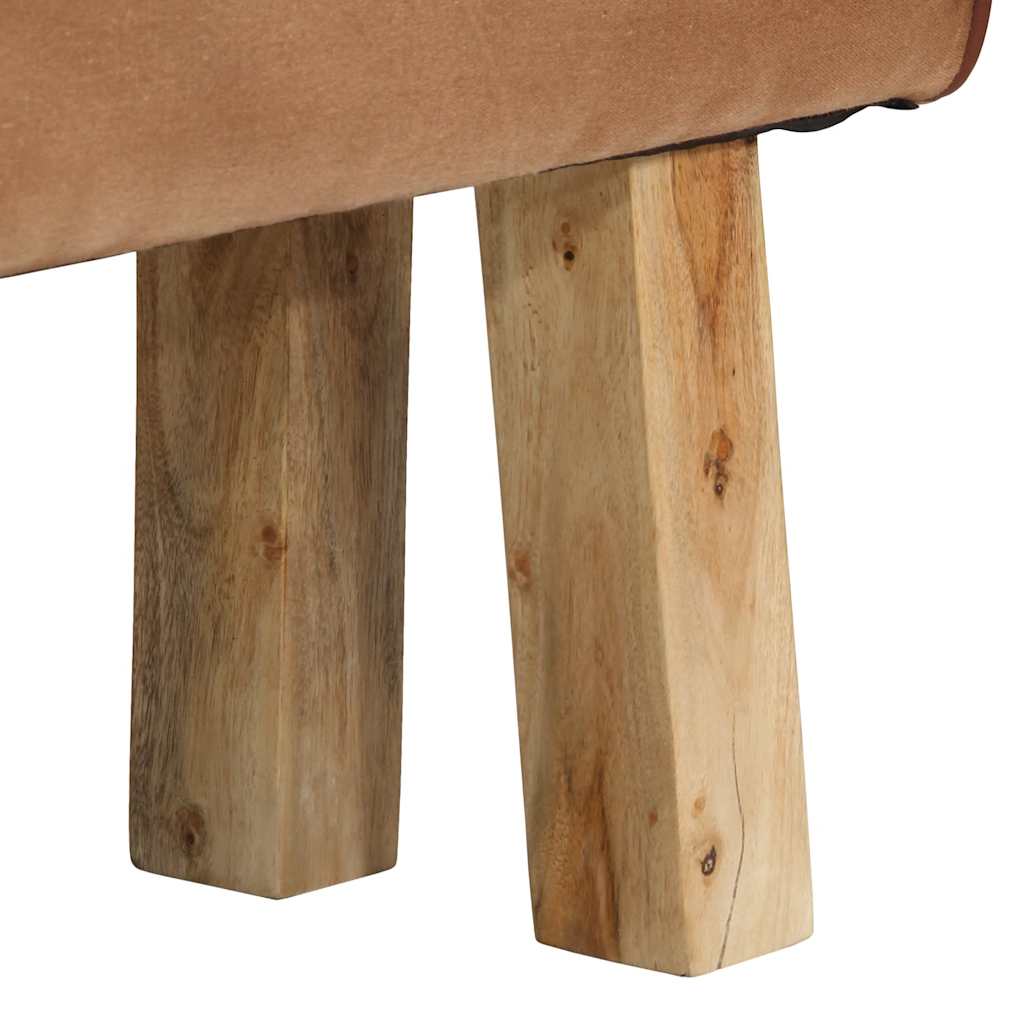 Bank Turnbock-Design 160Cm Braun Echtleder Massivholz Akazie