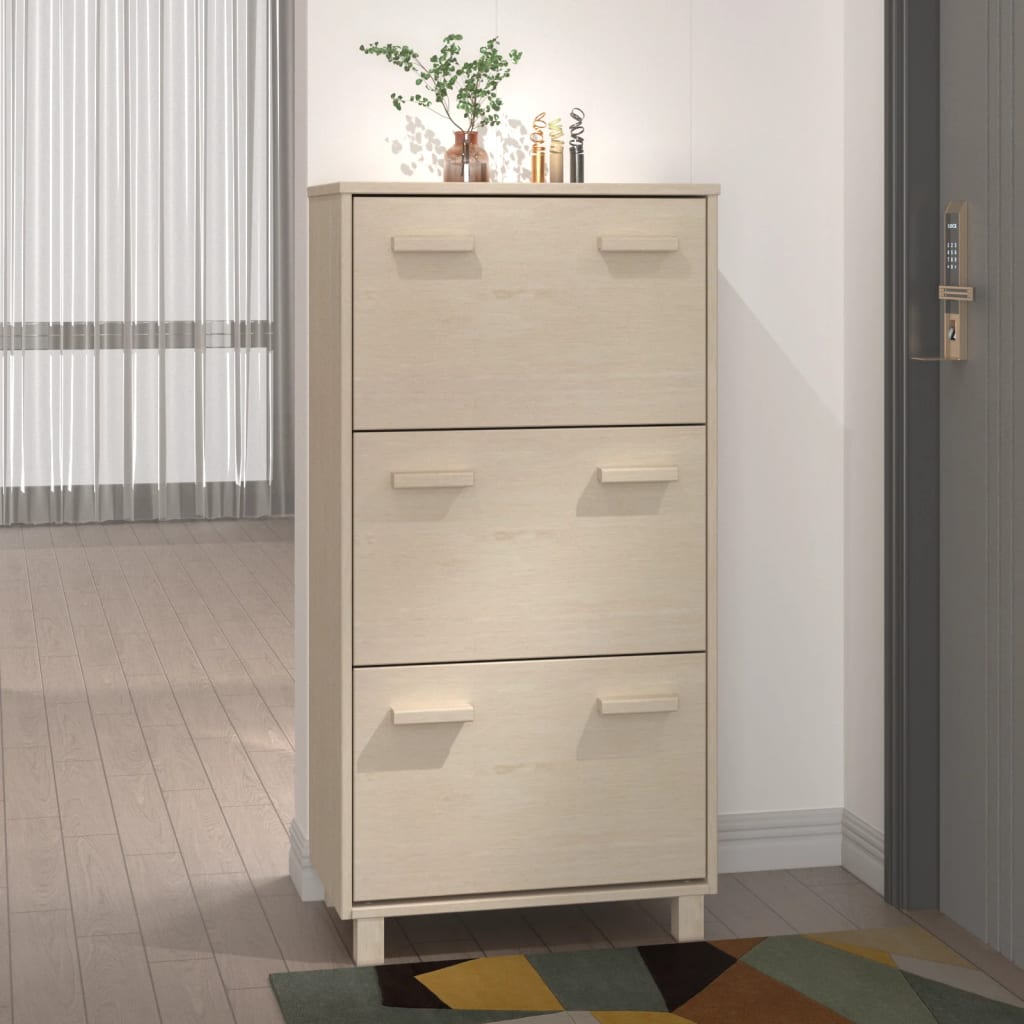 Schuhschrank Hamar 59,5X35X117 Cm Massivholz Kiefer