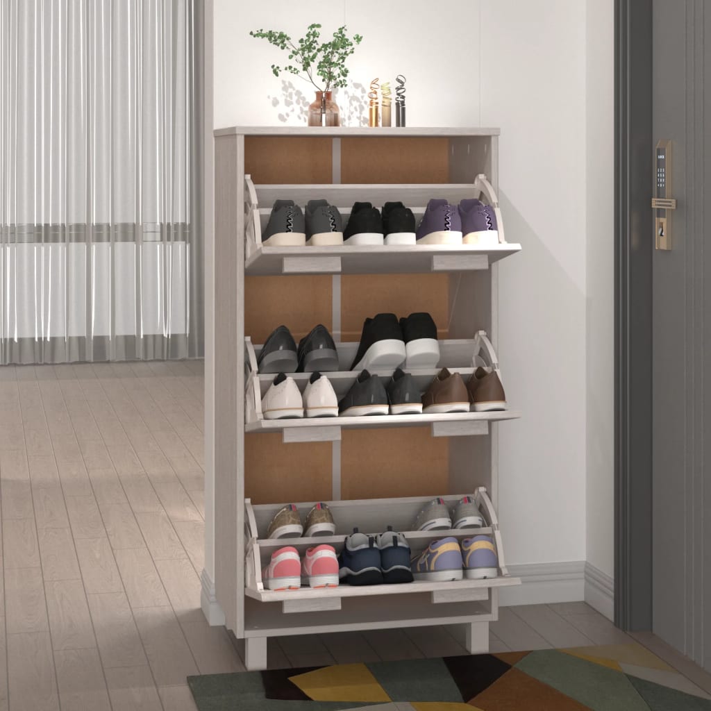 Schuhschrank Hamar 59,5X35X117 Cm Massivholz Kiefer