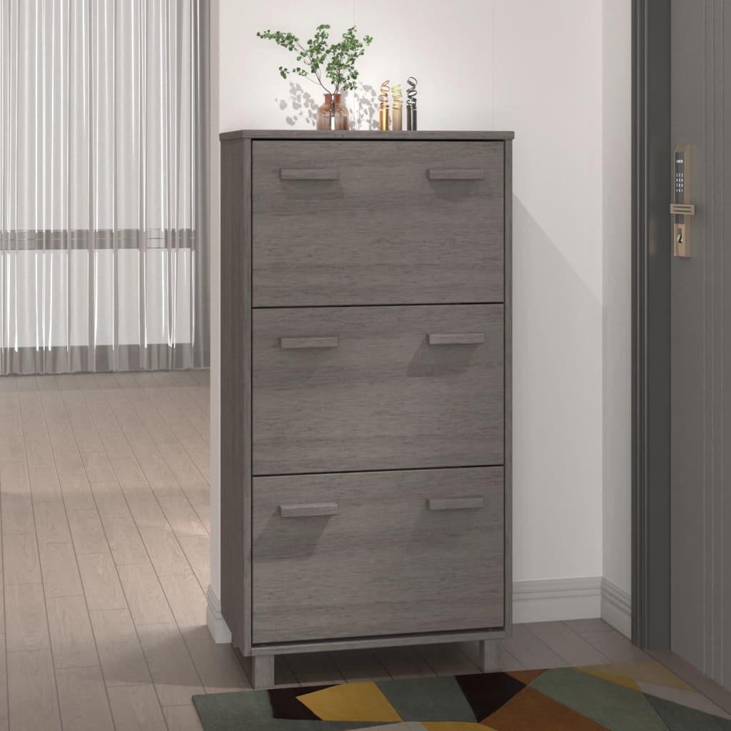 Schuhschrank Hamar 59,5X35X117 Cm Massivholz Kiefer
