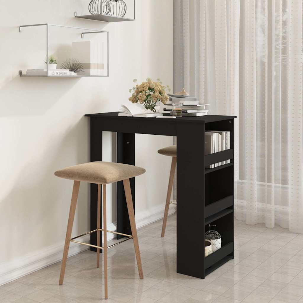 Bartisch Mit Regal Schwarz Eichen-Optik 102X50X103,5 Cm
