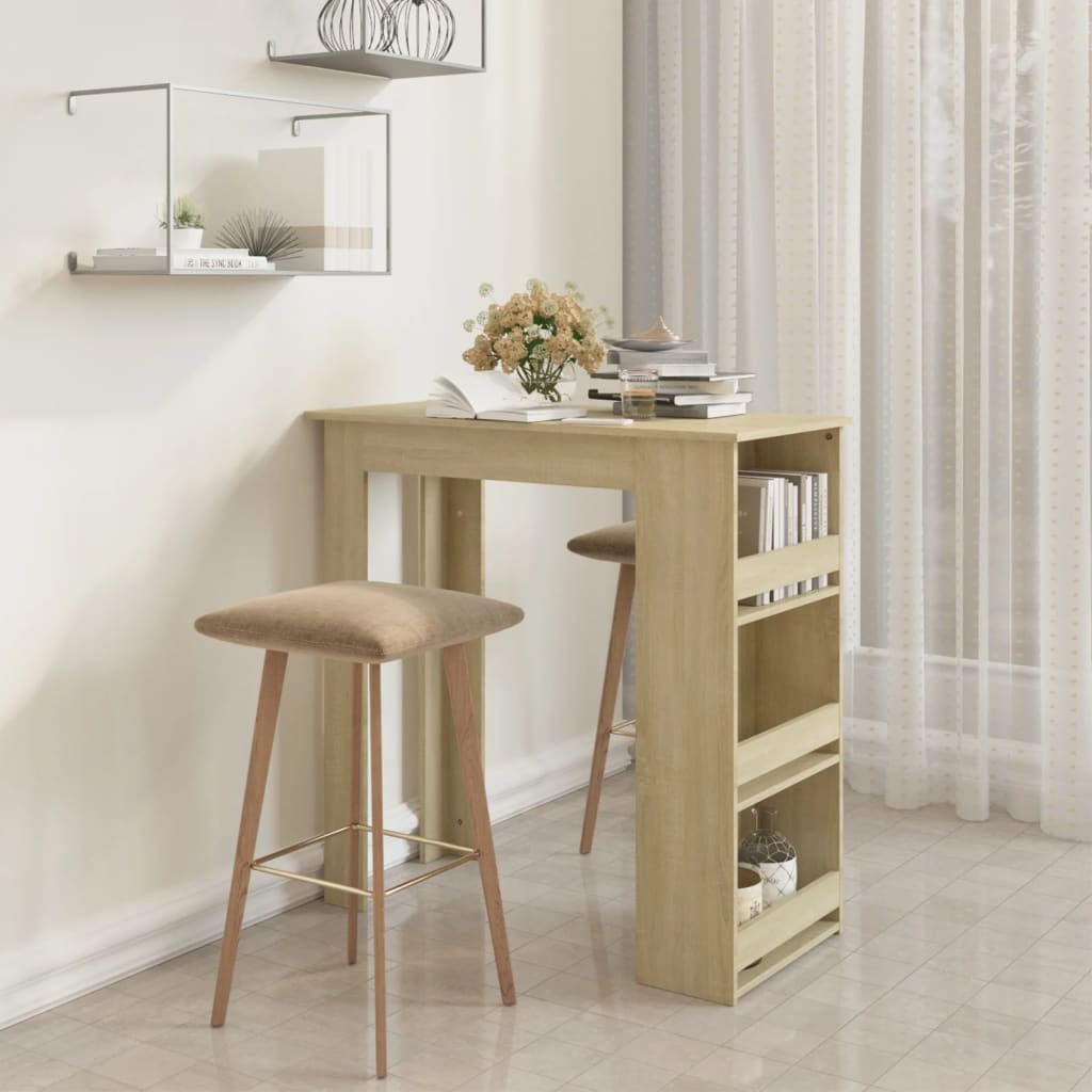 Bartisch Mit Regal Schwarz Eichen-Optik 102X50X103,5 Cm