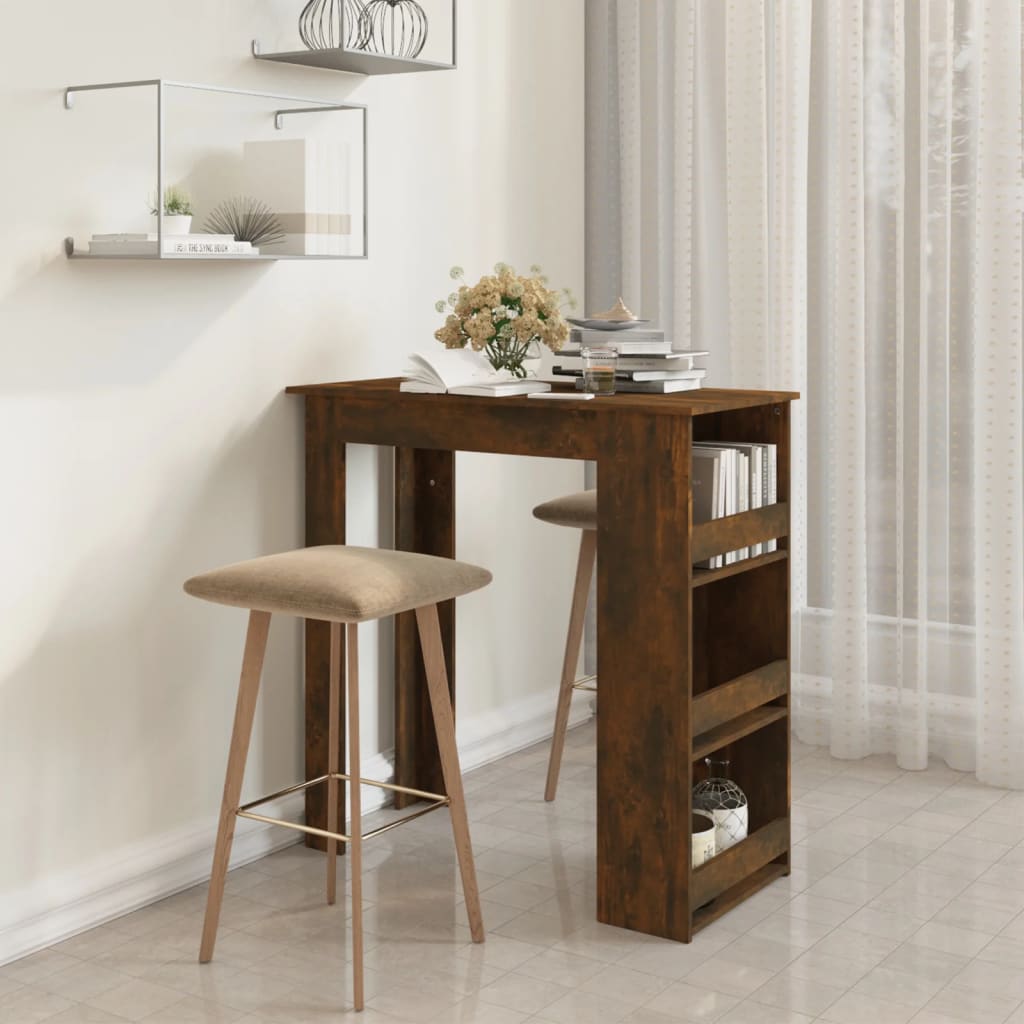 Bartisch Mit Regal Schwarz Eichen-Optik 102X50X103,5 Cm