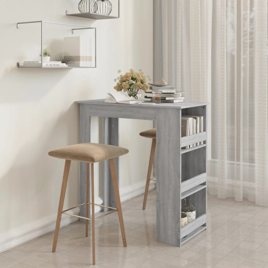 Bartisch Mit Regal Schwarz Eichen-Optik 102X50X103,5 Cm