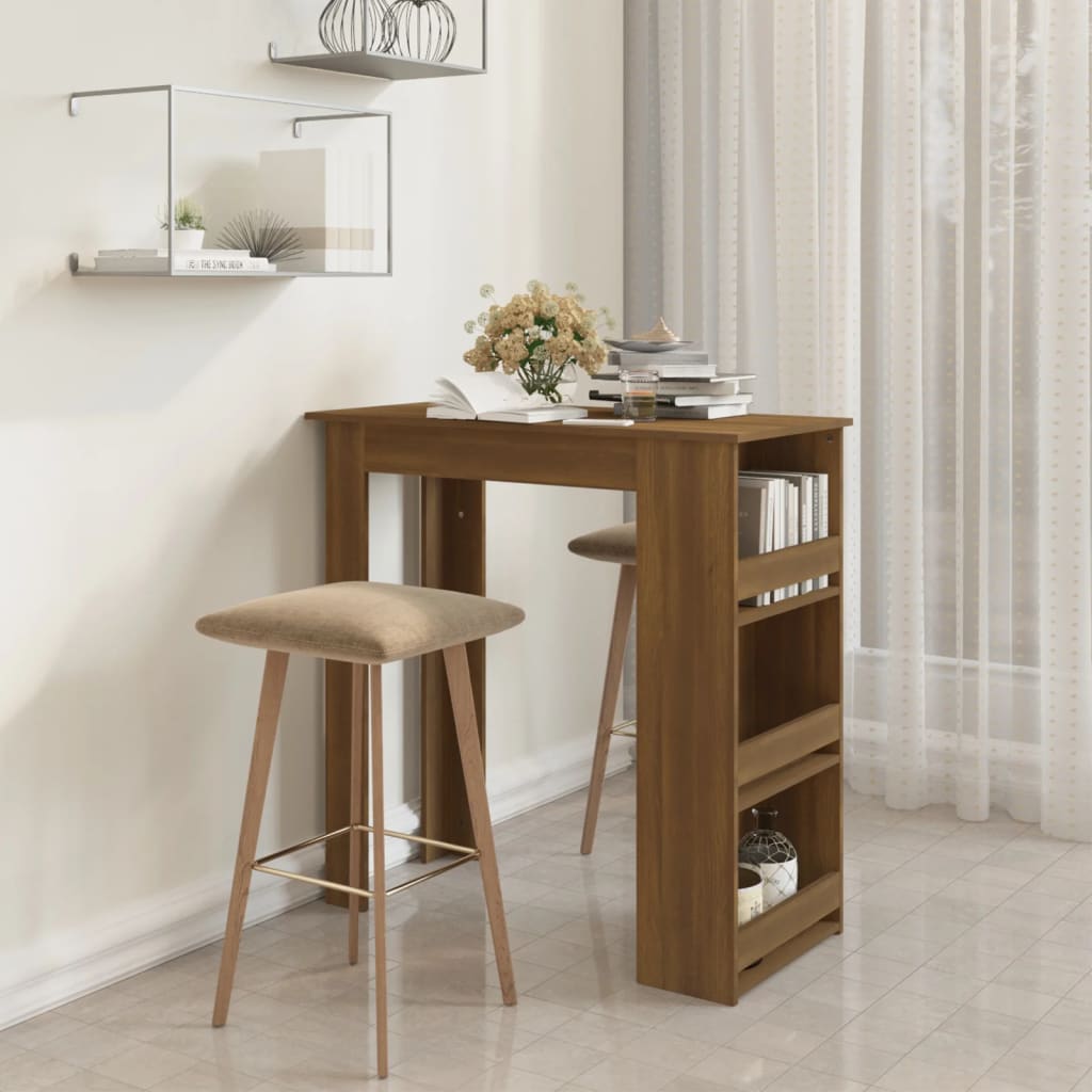 Bartisch Mit Regal Schwarz Eichen-Optik 102X50X103,5 Cm
