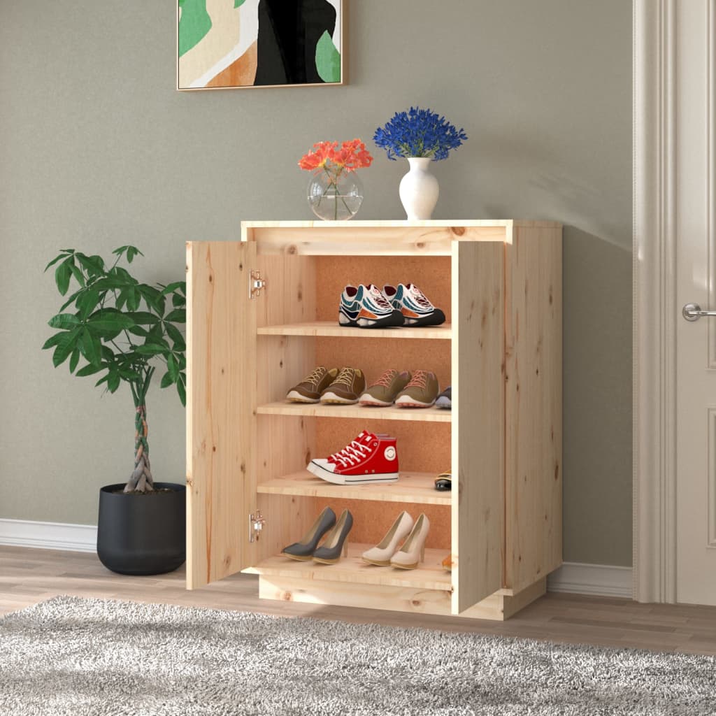 Schuhschrank 60X35X80 Cm Massivholz Kiefer