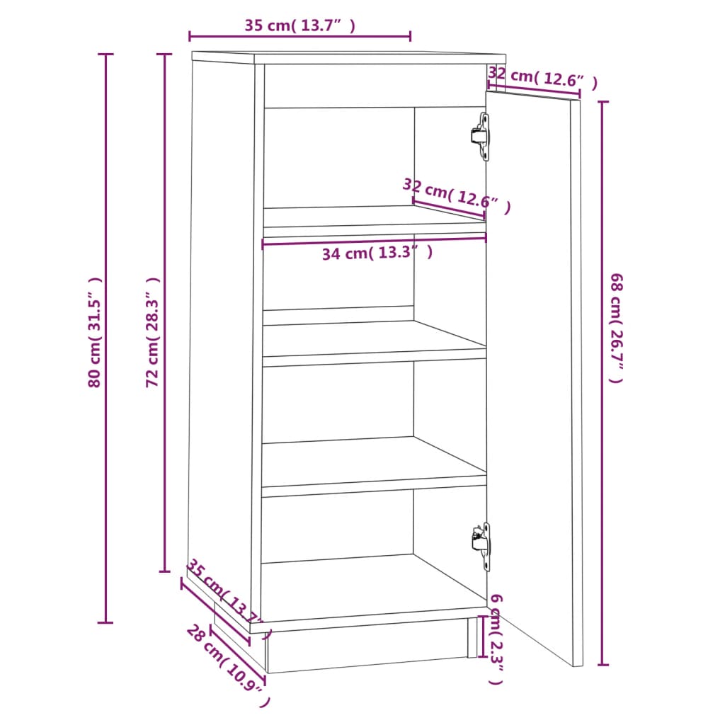Schuhschrank 35X35X80 Cm Massivholz Kiefer