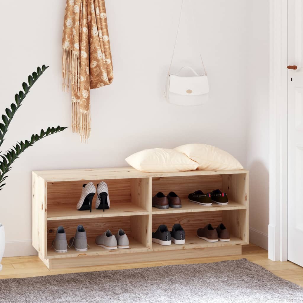 Schuhregal 110X34X45 Cm Massivholz Kiefer