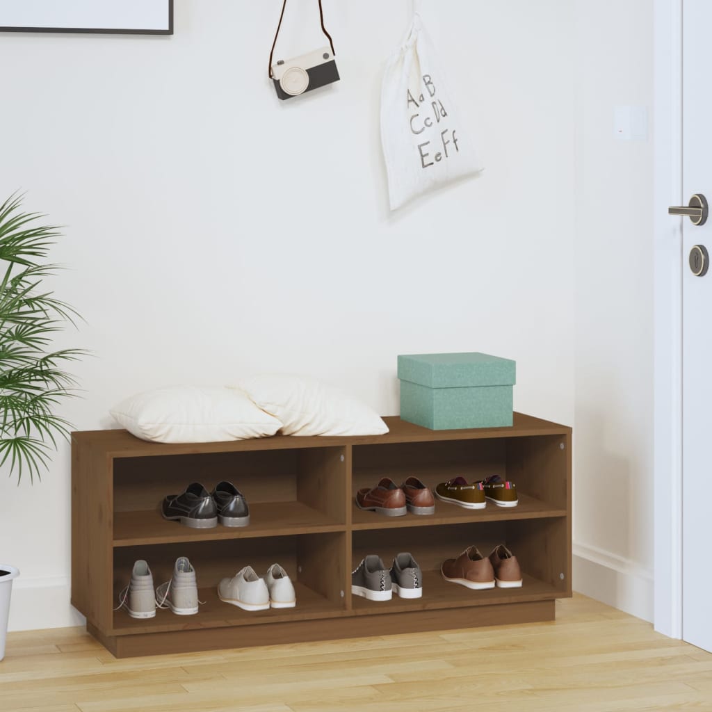 Schuhregal 110X34X45 Cm Massivholz Kiefer