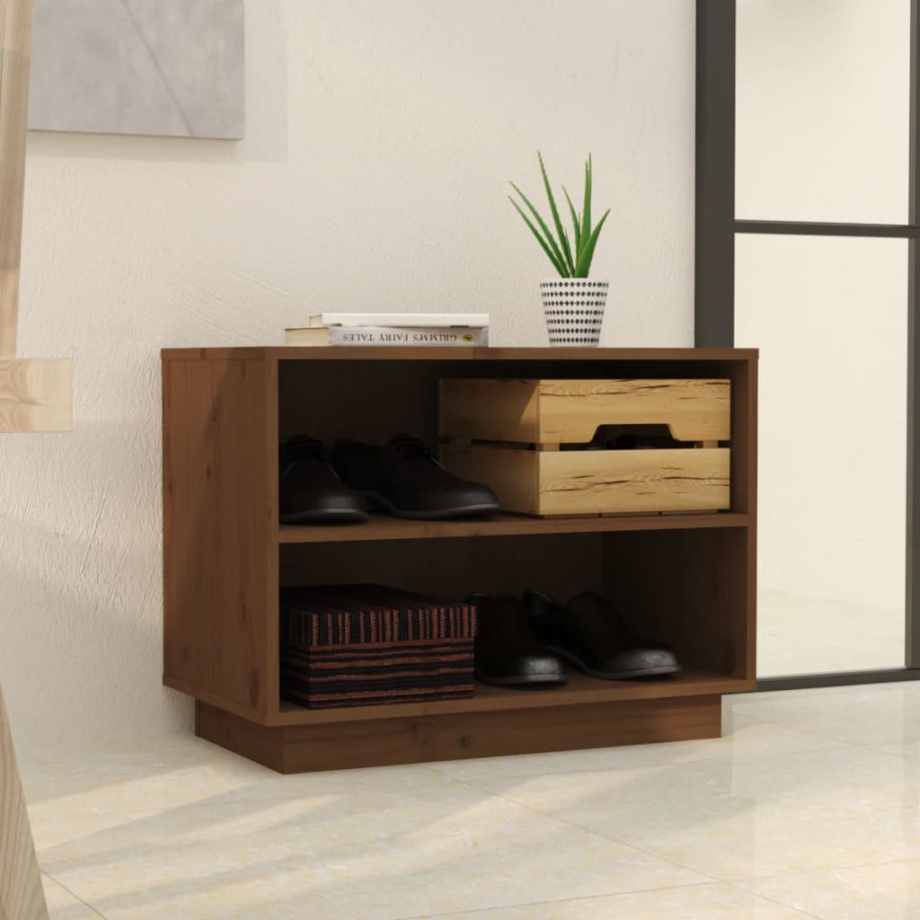 Schuhschrank 60X34X45 Cm Massivholz Kiefer