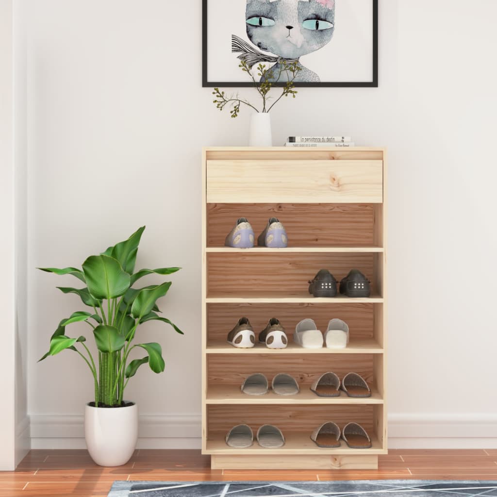 Schuhregal 60X34X105 Cm Massivholz Kiefer