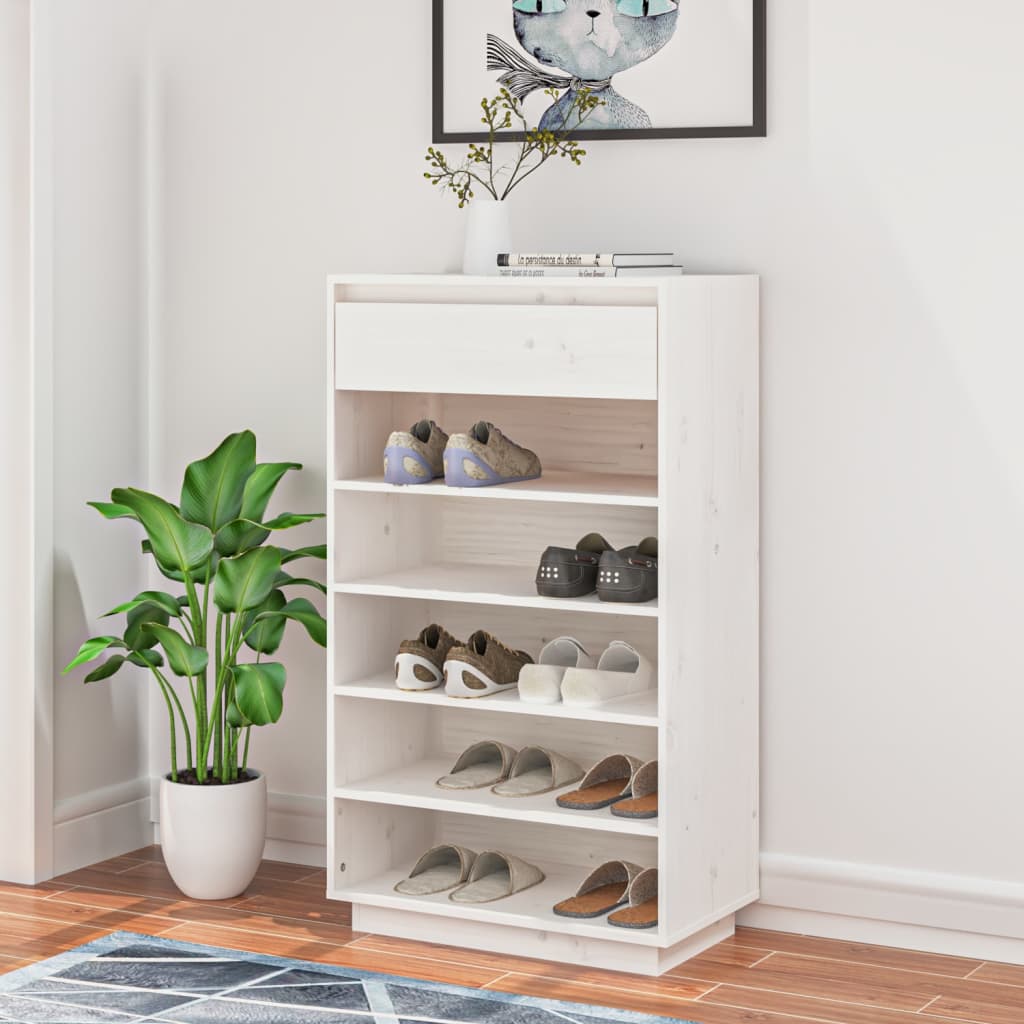 Schuhregal 60X34X105 Cm Massivholz Kiefer