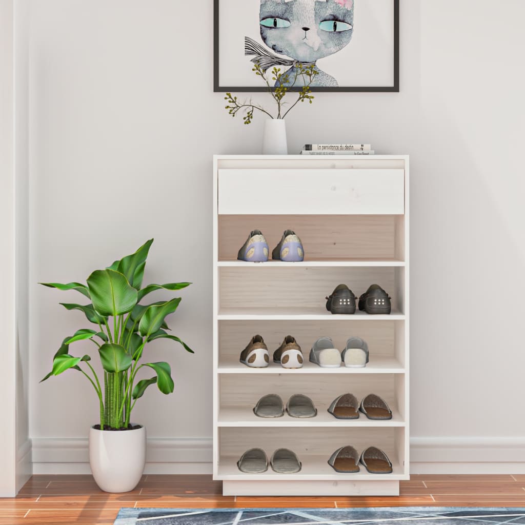 Schuhregal 60X34X105 Cm Massivholz Kiefer
