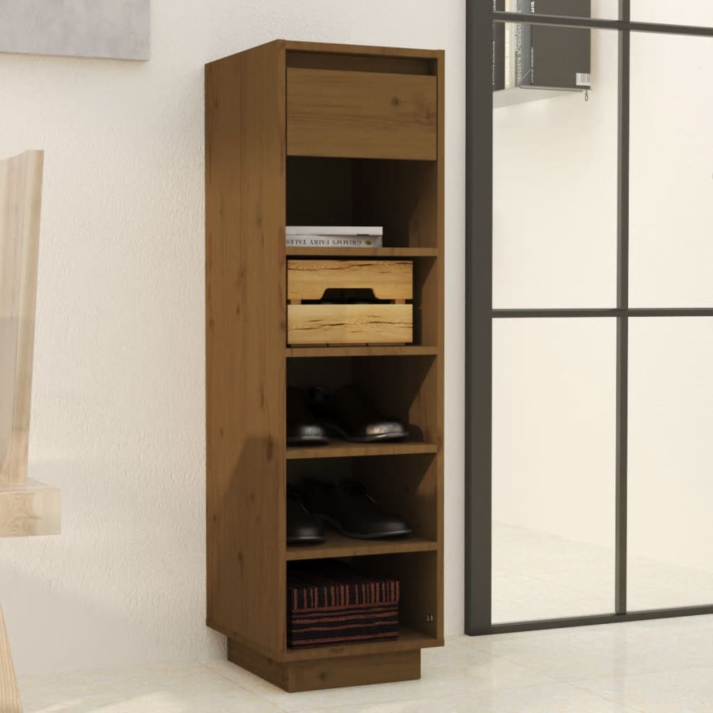 Schuhregal 30X34X105 Cm Massivholz Kiefer