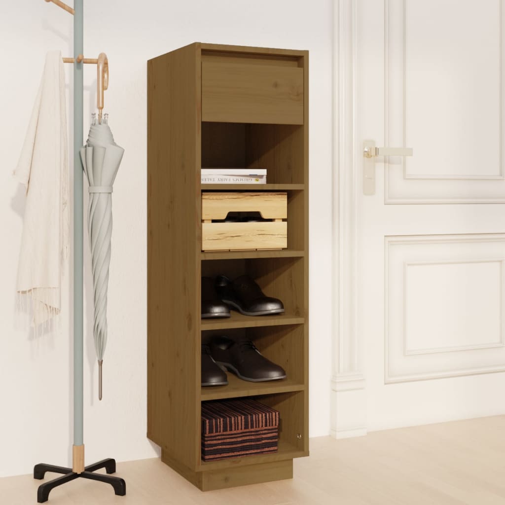 Schuhregal 30X34X105 Cm Massivholz Kiefer